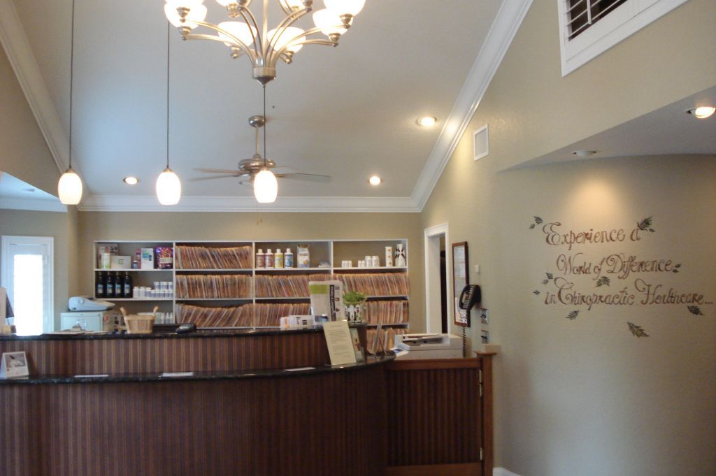 The inside reception desk for patients at the Smith Chiropractic Offices in Winter Haven, Florida. 